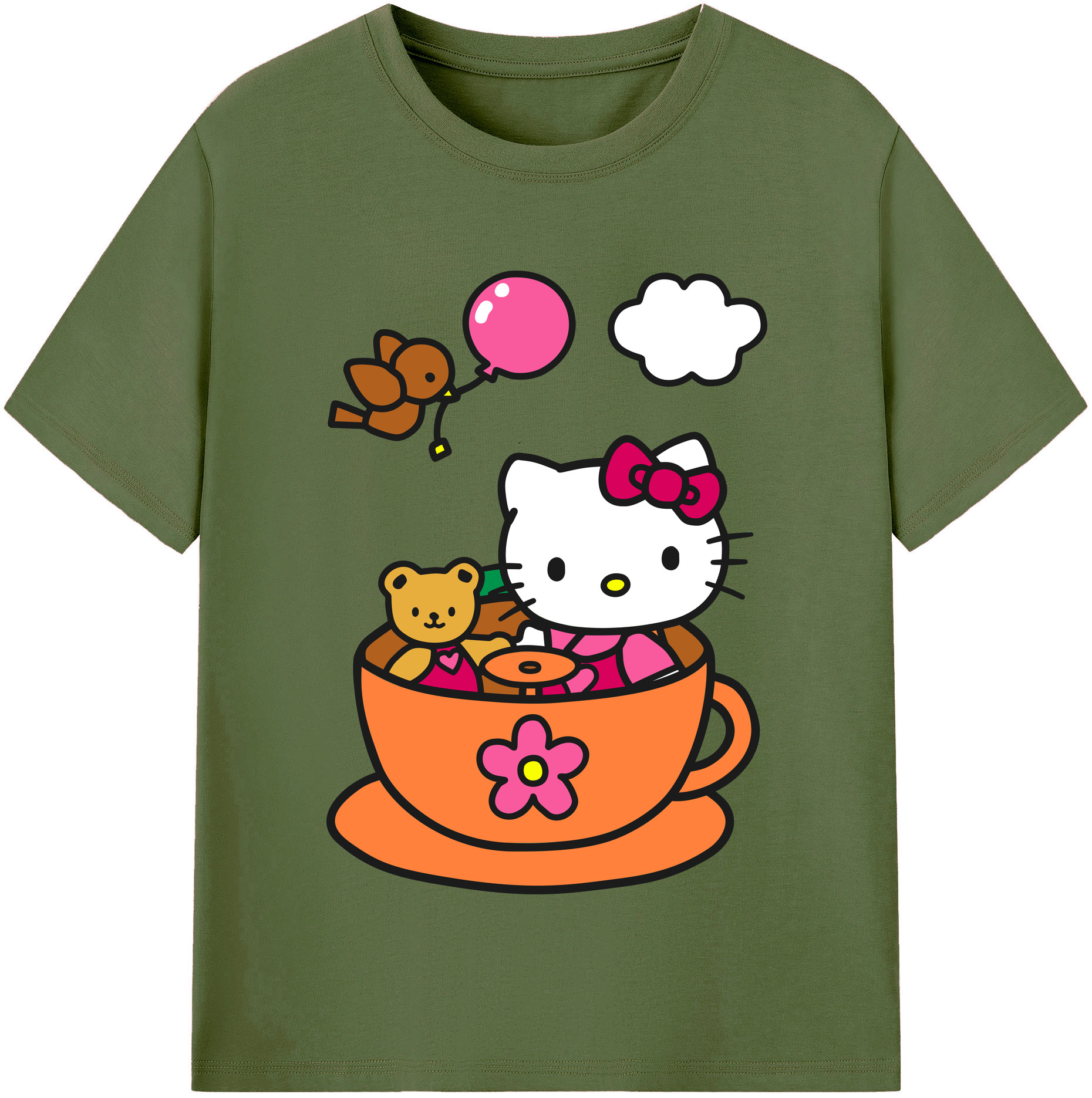 （画像用） Hello Kitty ハローキティ 綿100％半袖Tシャツ（フロントプリント）